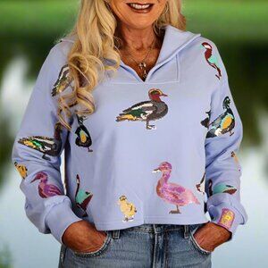 NWT Queen of Sparkles Powder Blue Duck Sweatshirt